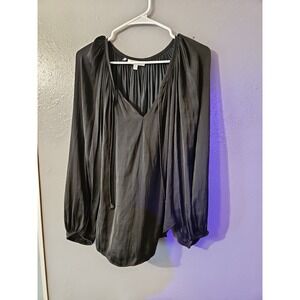 Jennifer Lopez Black pull over long sleeve blouse Flowy Lightweight Medium (A621